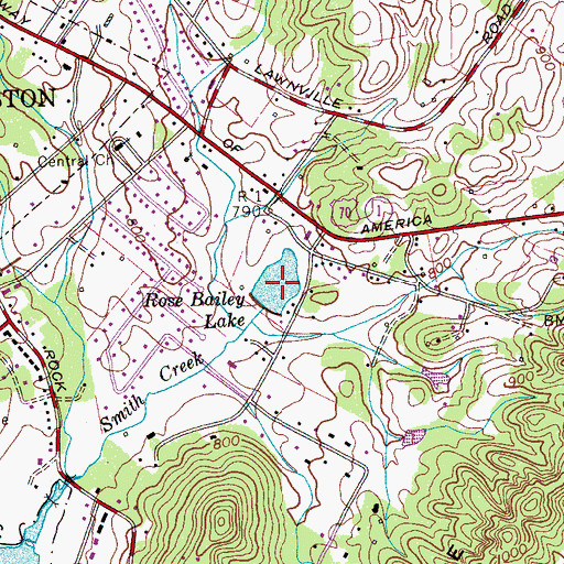 Topographic Map of Rose Bailey Lake, TN