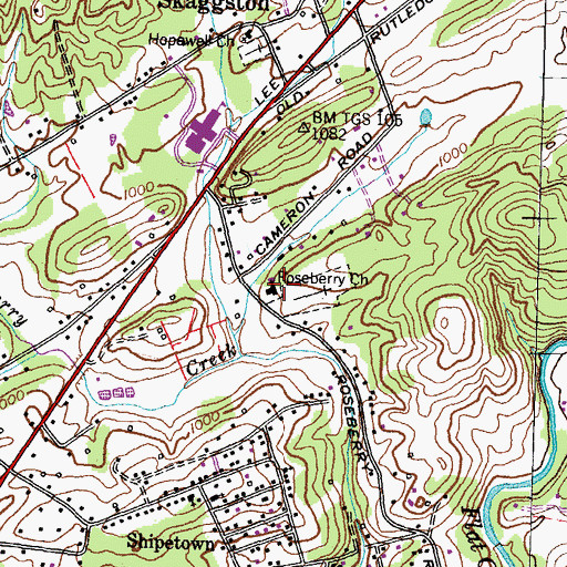 Topographic Map of Roseberry Church, TN