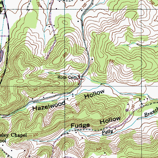 Topographic Map of Ross Cemetery, TN