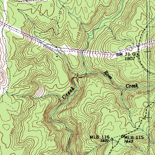 Topographic Map of Ross Creek, TN