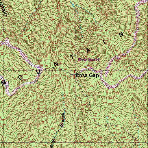 Topographic Map of Ross Gap, TN