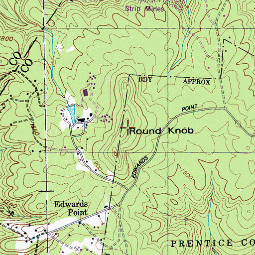 Topographic Map of Round Knob, TN