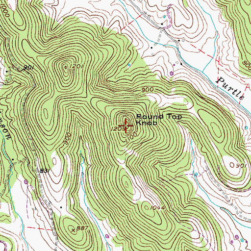 Topographic Map of Round Top Knob, TN