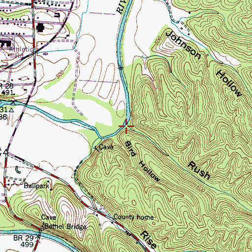 Topographic Map of Rush Hollow, TN