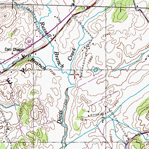 Topographic Map of Russell Branch, TN