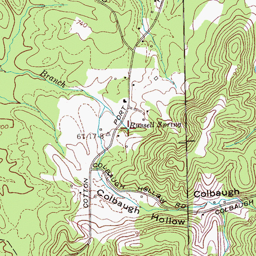Topographic Map of Russell Spring, TN