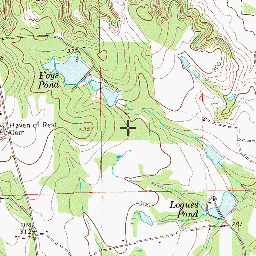 Topographic Map of Foys Pond Dam, AL