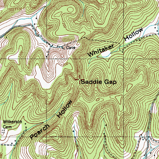 Topographic Map of Saddle Gap, TN