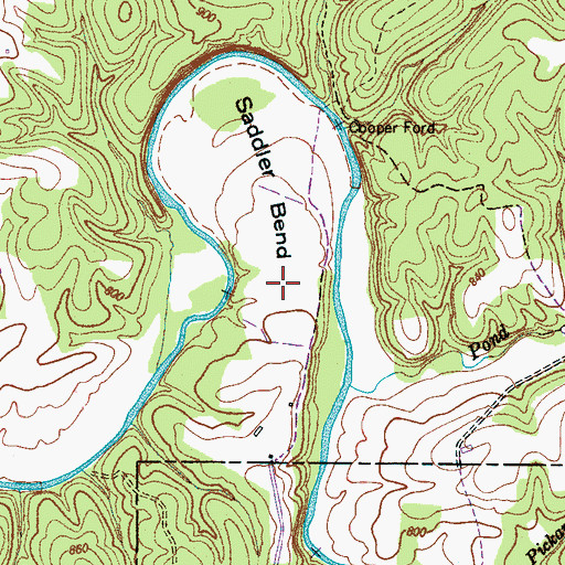 Topographic Map of Saddler Bend, TN