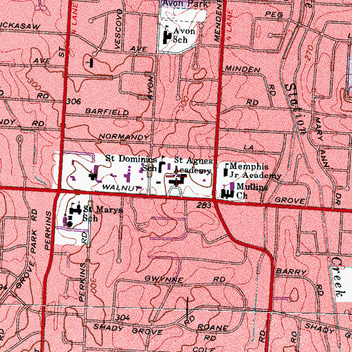 Topographic Map of Saint Agnes Academy, TN