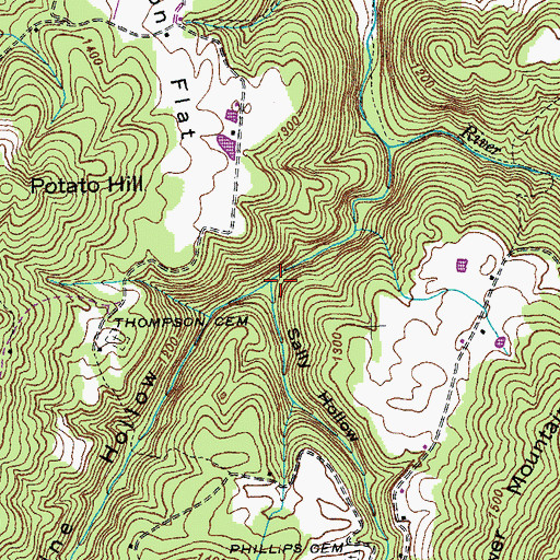 Topographic Map of Sally Hollow, TN
