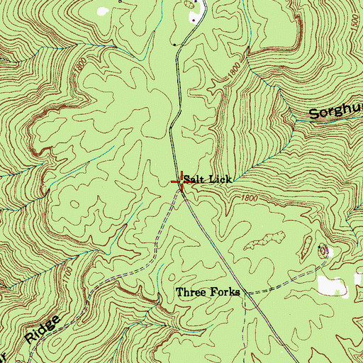 Topographic Map of Salt Lick, TN