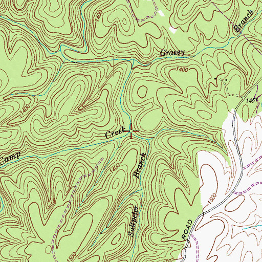 Topographic Map of Saltpeter Branch, TN