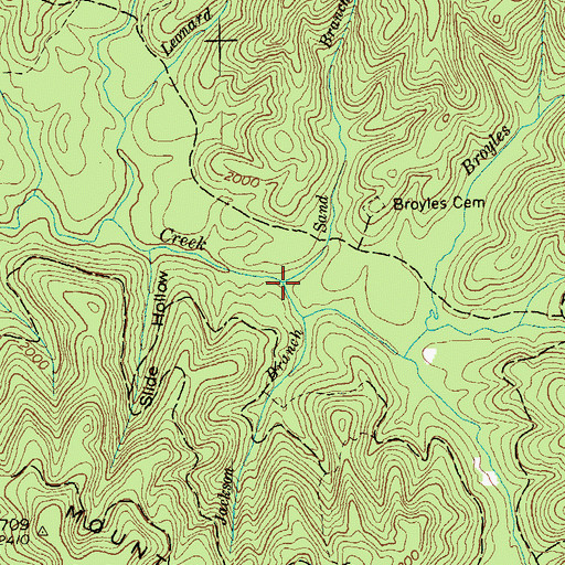 Topographic Map of Sand Branch, TN