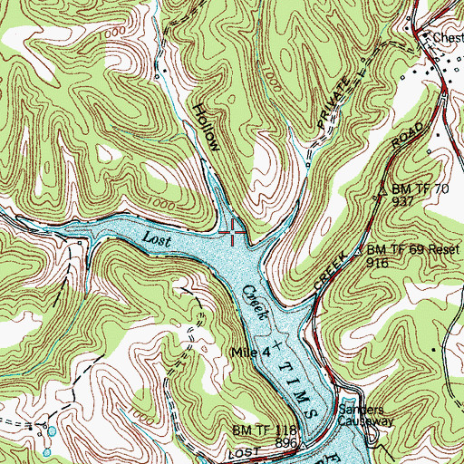 Topographic Map of Sanders Hollow, TN