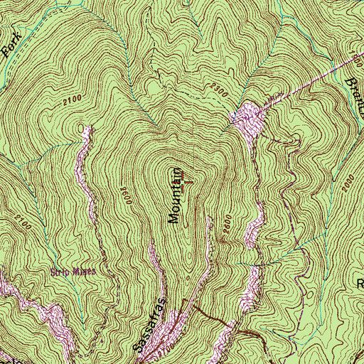 Topographic Map of Sassafras Mountain, TN