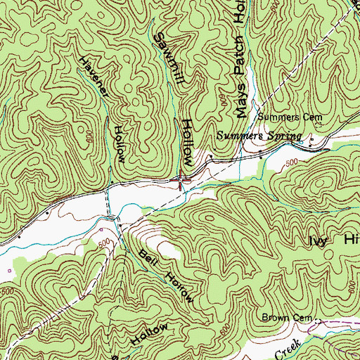 Topographic Map of Sawmill Hollow, TN