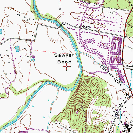 Topographic Map of Sawyer Bend, TN