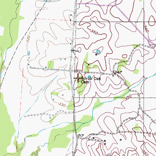 Topographic Map of Scrub Oak Cemetery, TN