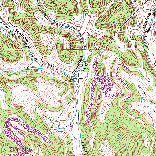 Topographic Map of Scruggs Hollow, TN