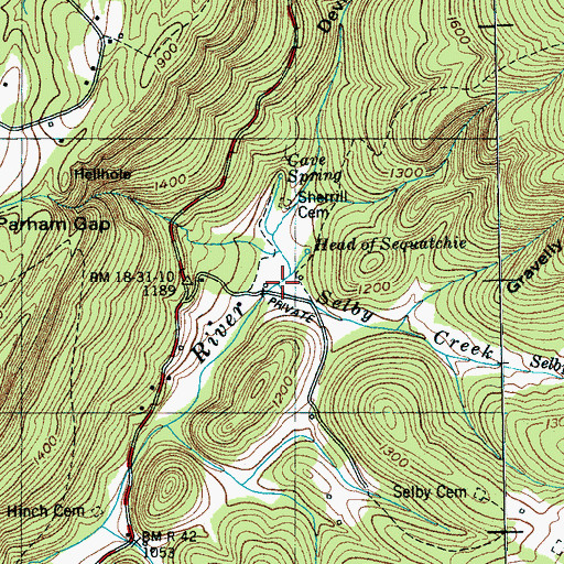 Topographic Map of Selby Creek, TN