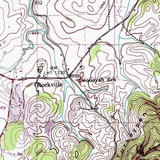 Topographic Map of Sequoyah School, TN