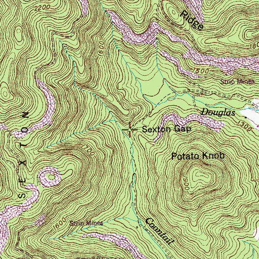 Topographic Map of Sexton Gap, TN