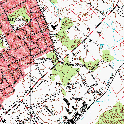 Topographic Map of Shannondale Church, TN
