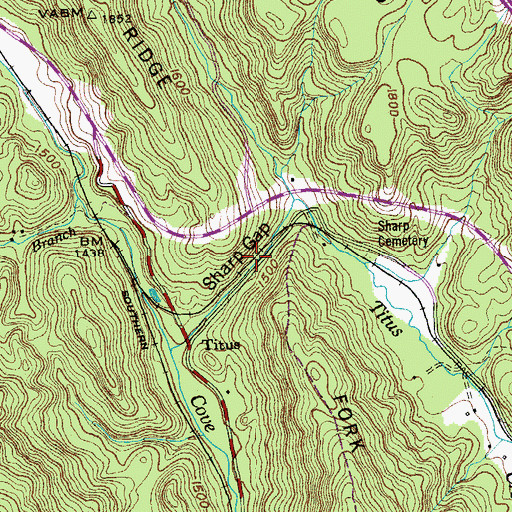 Topographic Map of Sharp Gap, TN