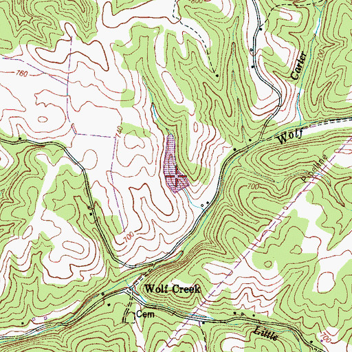 Topographic Map of McKinney Lake Dam, TN