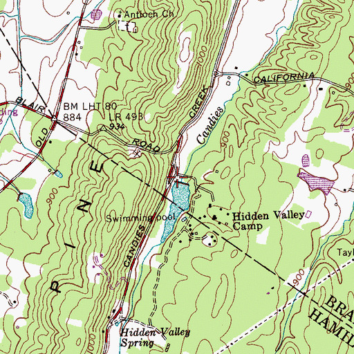 Topographic Map of Hidden Valley Dam, TN