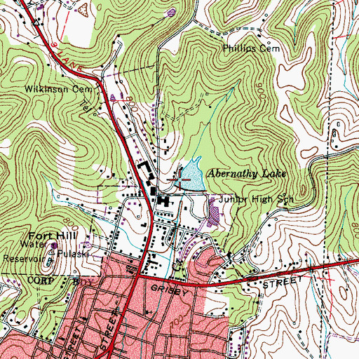 Topographic Map of Lakeview Lake Dam, TN