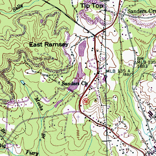 Topographic Map of Plainview Lake, TN