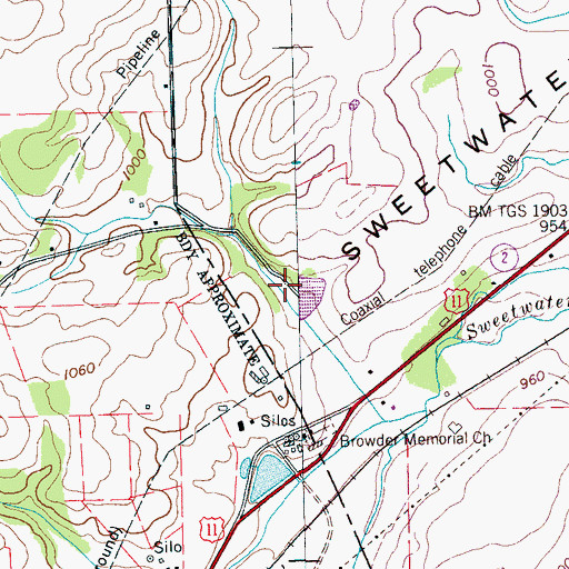 Topographic Map of Sweetwater Creek Project Lake, TN
