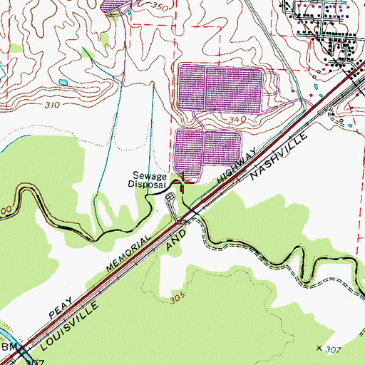 Topographic Map of Bells Aerobic Lagoon Number Two Dam, TN