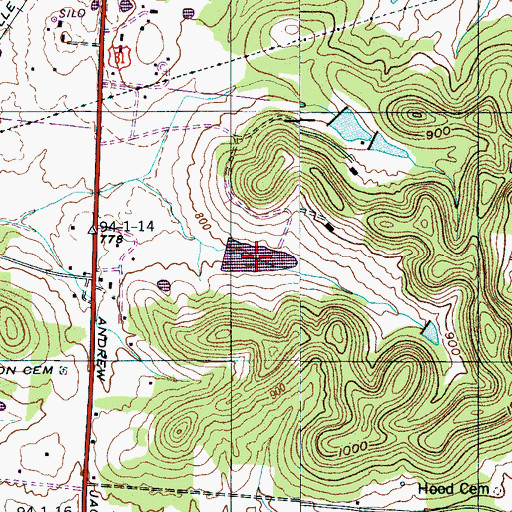 Topographic Map of Russel White Lake, TN