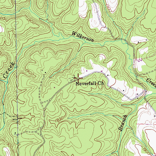 Topographic Map of Neverfail School (historical), TN