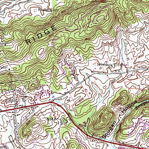 Topographic Map of Fox Fire, TN