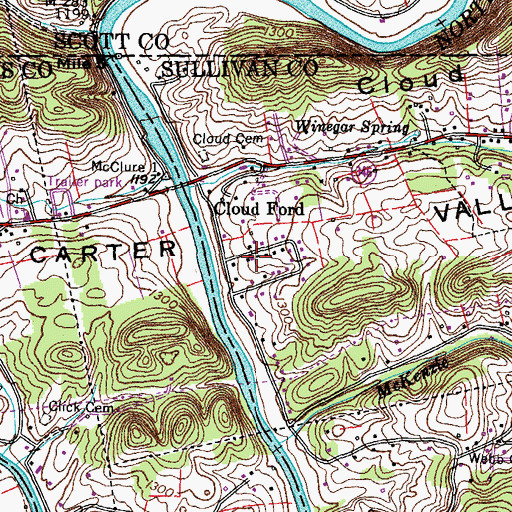 Topographic Map of Hiara Heights, TN