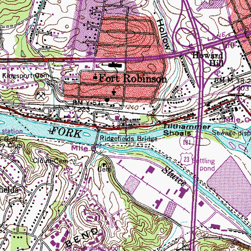 Topographic Map of Riverfront Park, TN