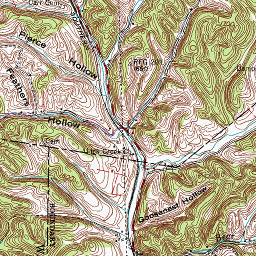 Topographic Map of Wagner Hollow, TN
