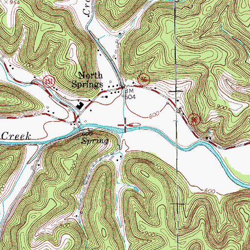 Topographic Map of Crabtree Creek, TN