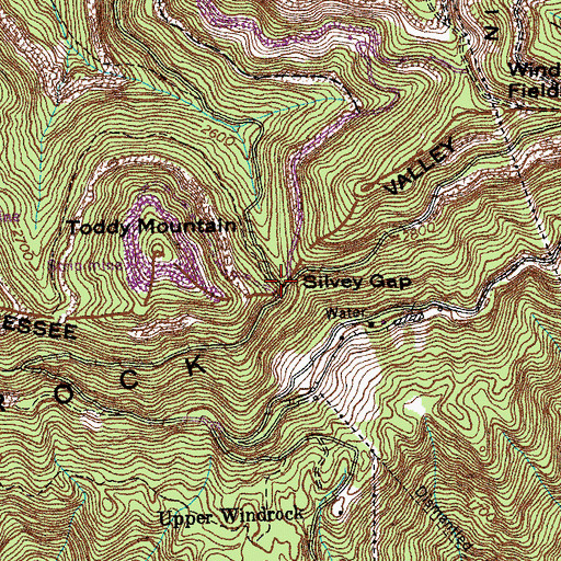 Topographic Map of Silvey Gap, TN