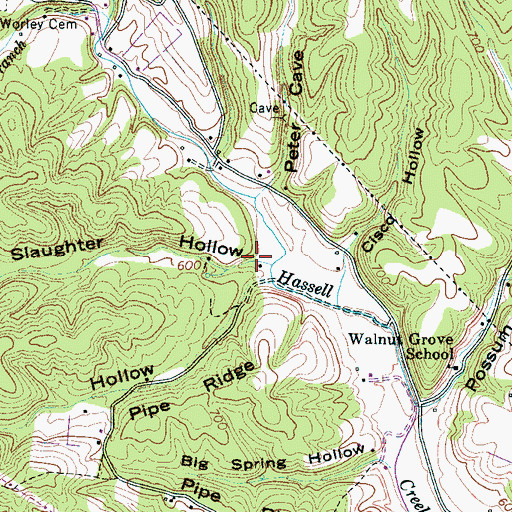 Topographic Map of Slaughter Hollow, TN