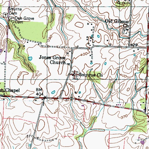 Topographic Map of Smyrna Church, TN