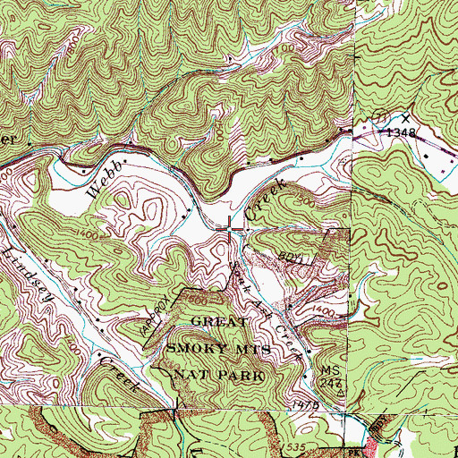 Topographic Map of Soak Ash Creek, TN