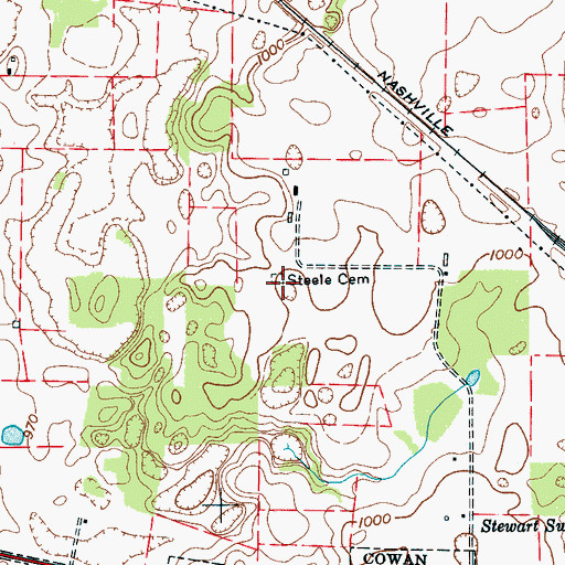 Topographic Map of Steele Cemetery, TN