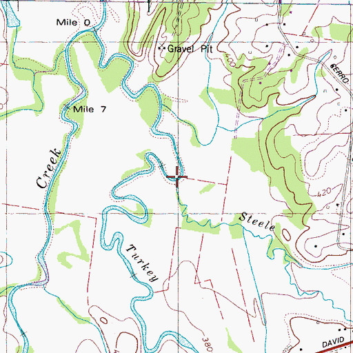 Topographic Map of Steele Creek, TN