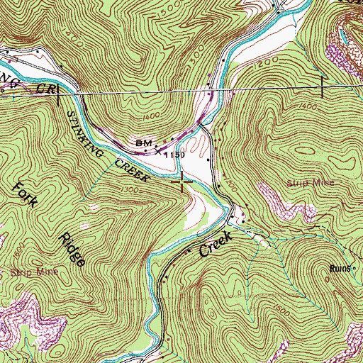 Topographic Map of Stinking Creek, TN