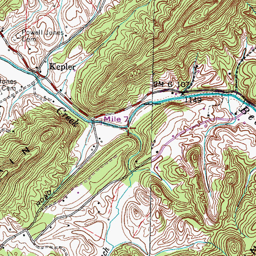 Topographic Map of Tarpine Valley Branch, TN